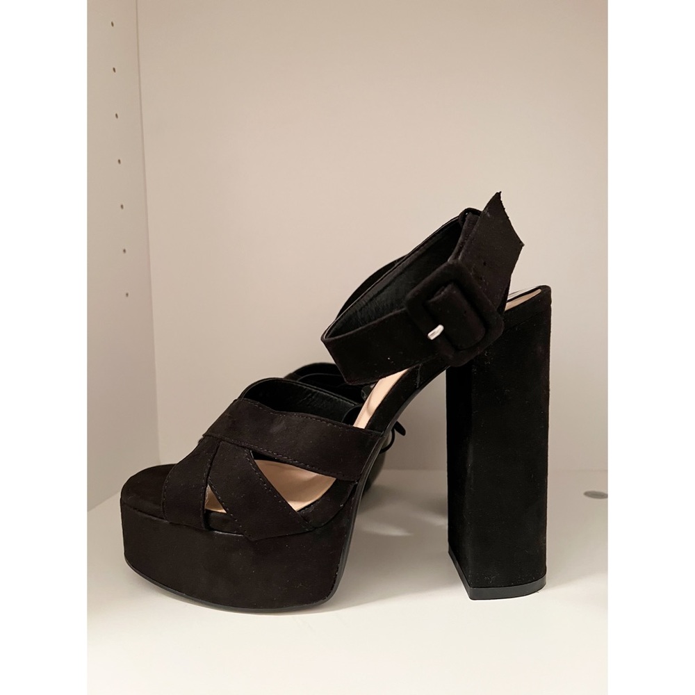 NWT Zara Platform Ankle Strap High Heel Sandals Black